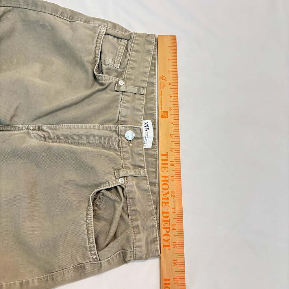 Zara TRF Wide Leg Khaki Cargo Pants Women Size 8 Y2K Utility Streetwear Baggy - Picture 6 of 7